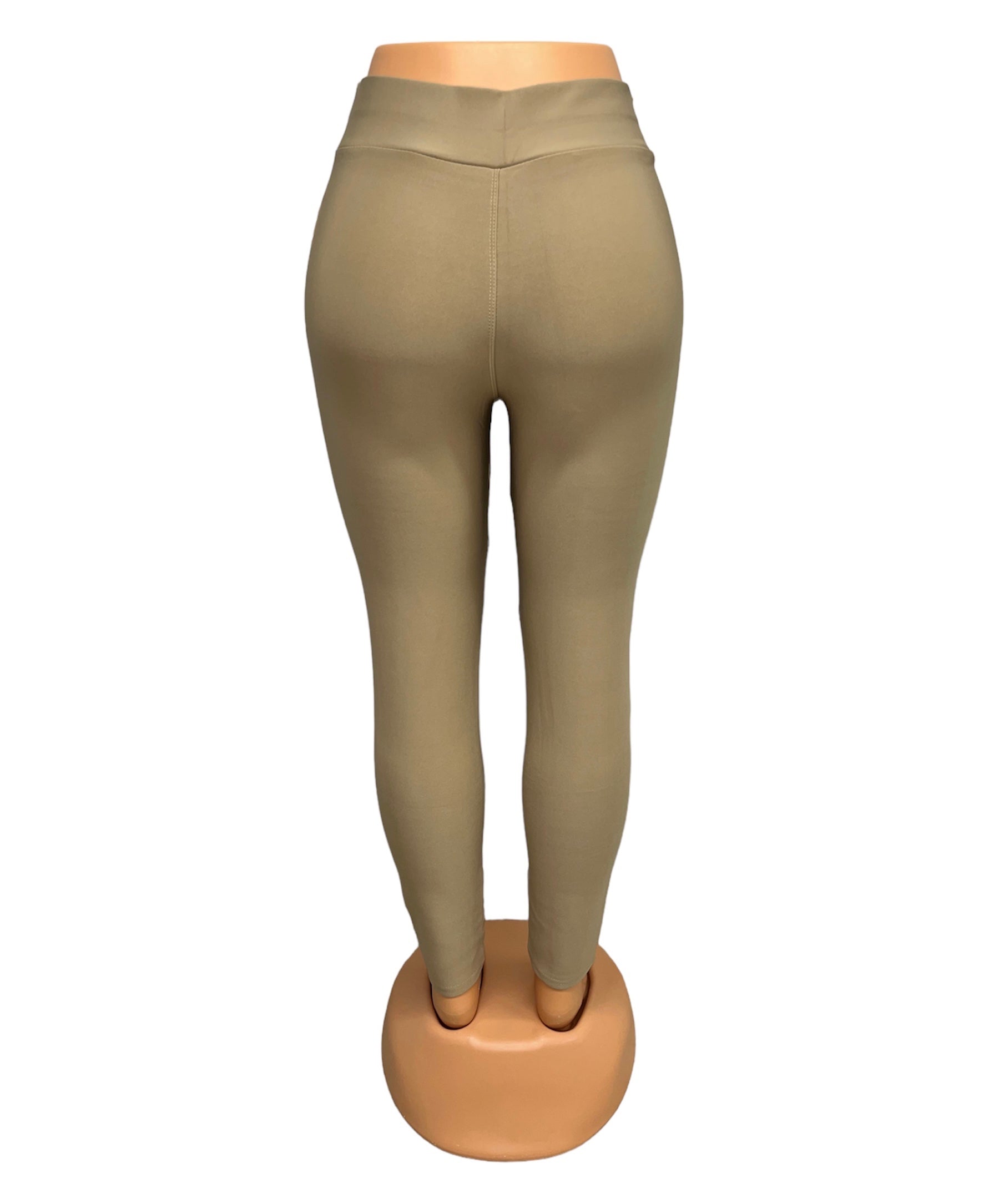 COMFORTBROEK BEIGE MET ZWARTE STREEP