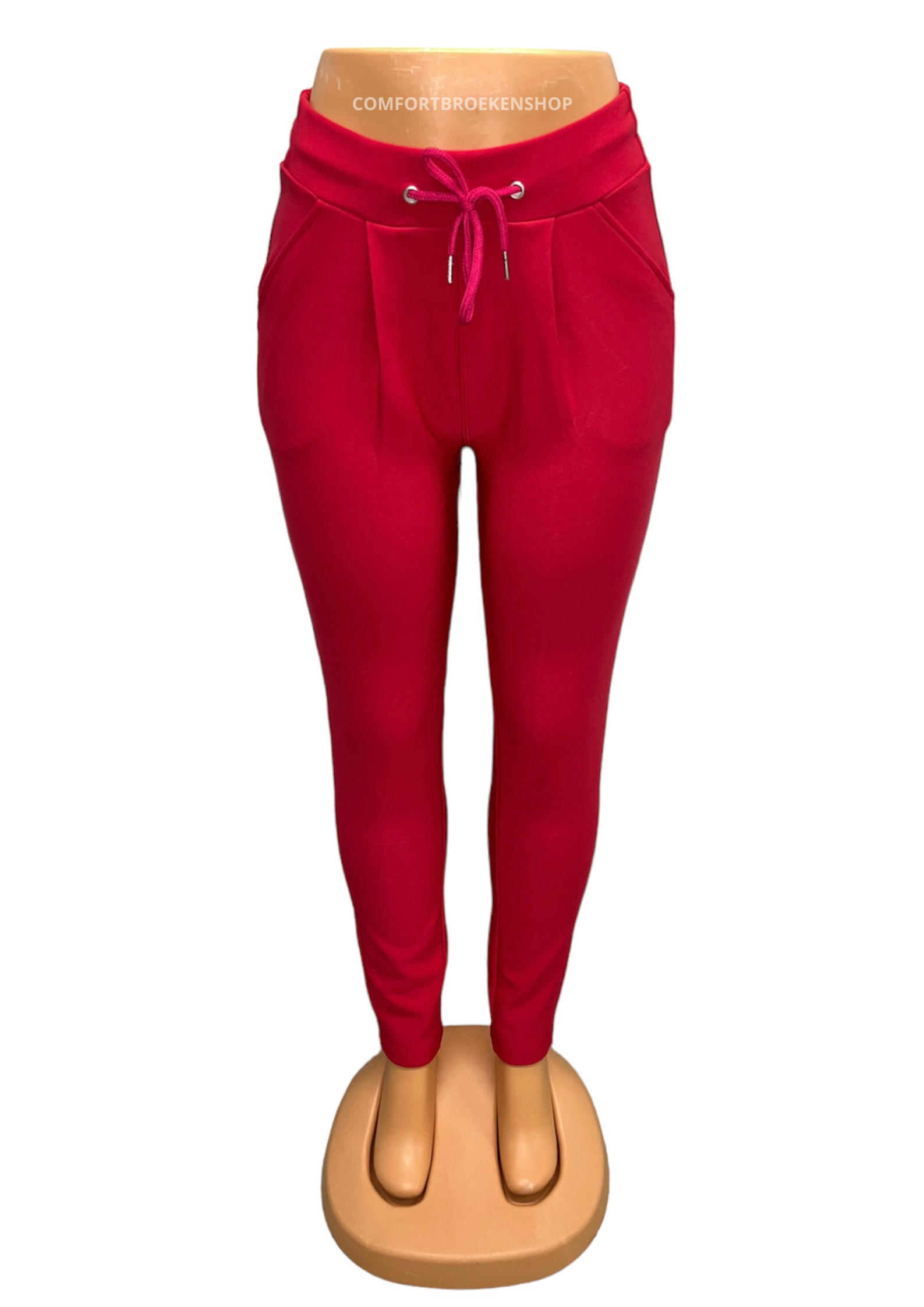 COMFORTBROEK ROOD MET VETER