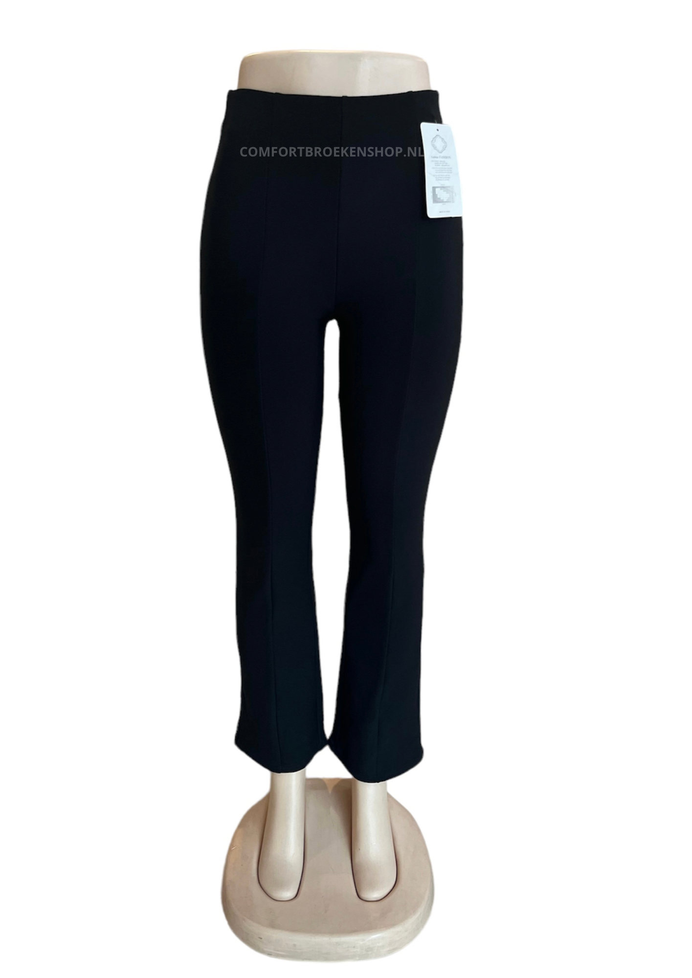 COMFORTBROEK ZWART FLARED ZONDER ZAKKEN