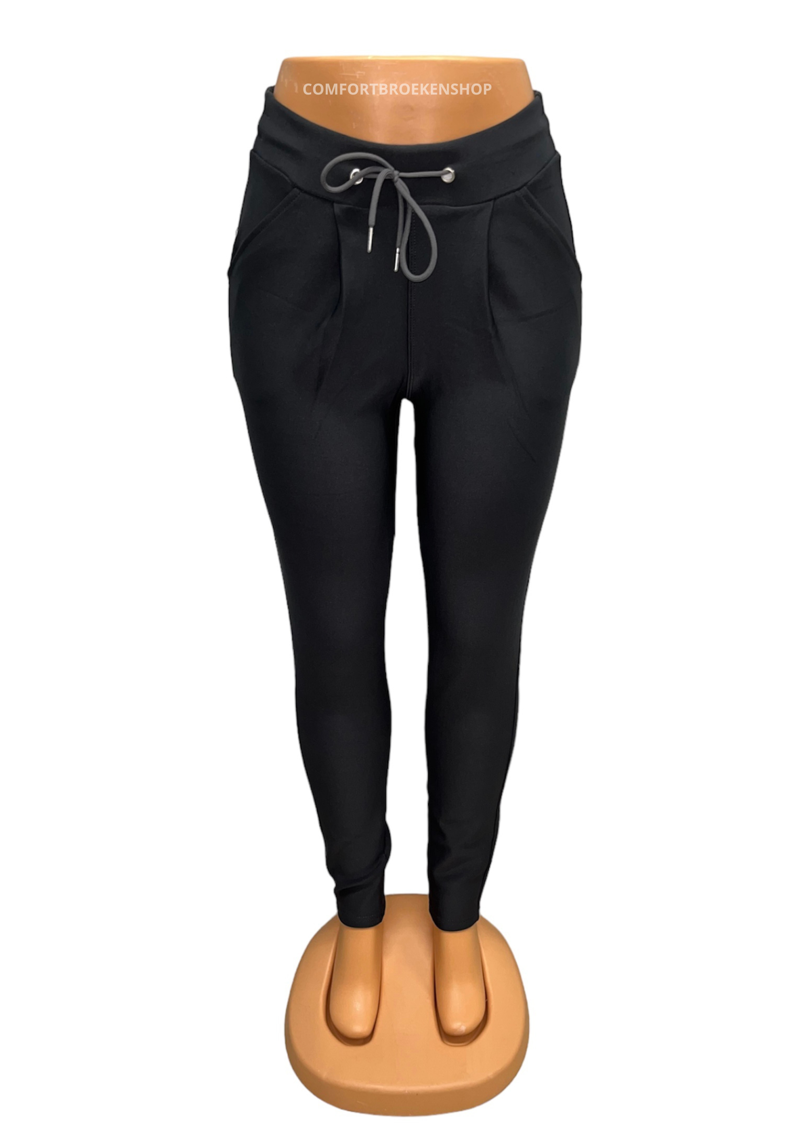 COMFORTBROEK DONKERGRIJS MET VETER