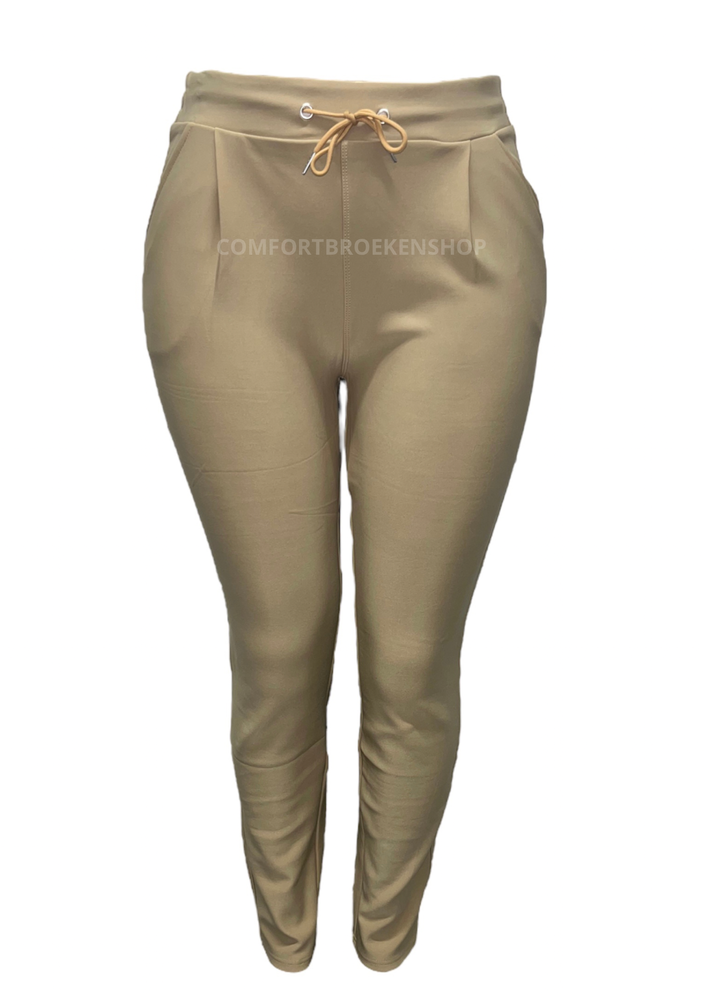 -COMFORTBROEK BEIGE MET VETER