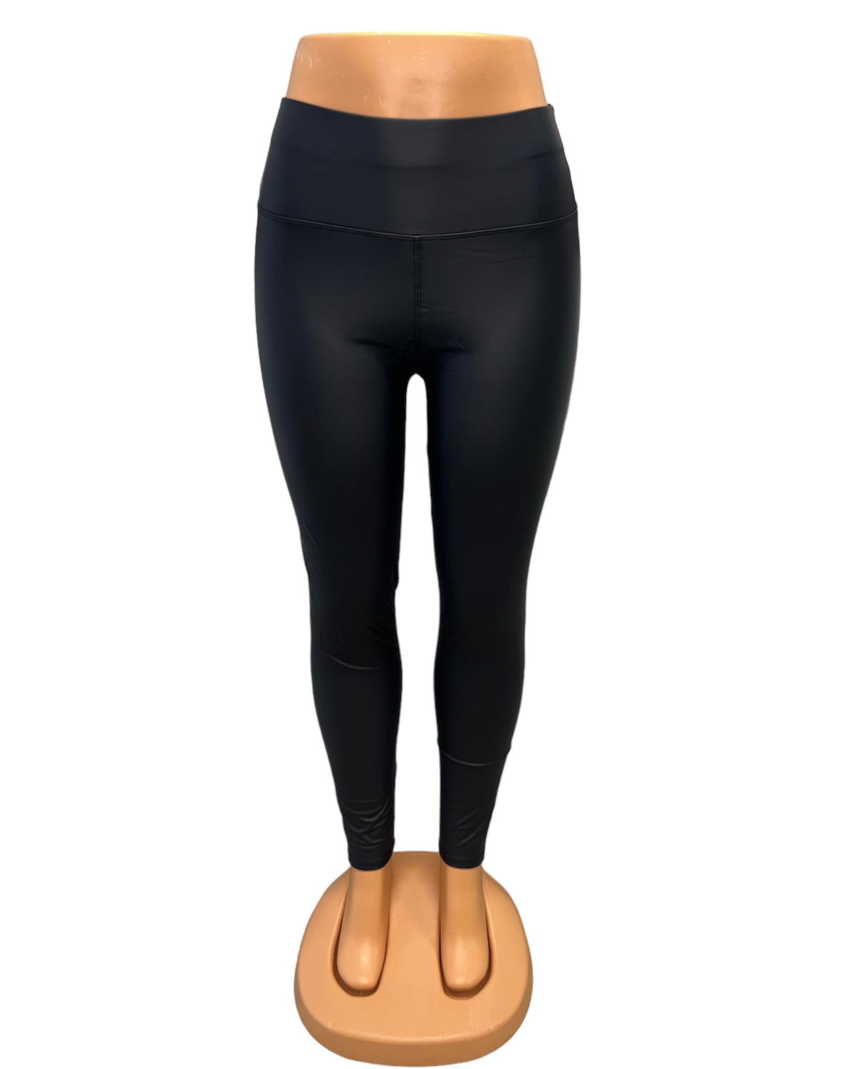 -LEREN LEGGING ZWART